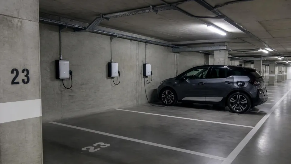 Parking souterrain de résidence équipé de bornes murales