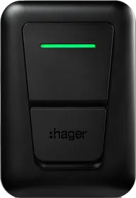 Borne de recharge murale Hager Witty One, noire, vue de face